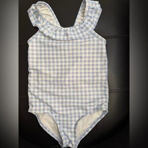 Carter's Light Blue & White Gingham Ruffle One-Piece